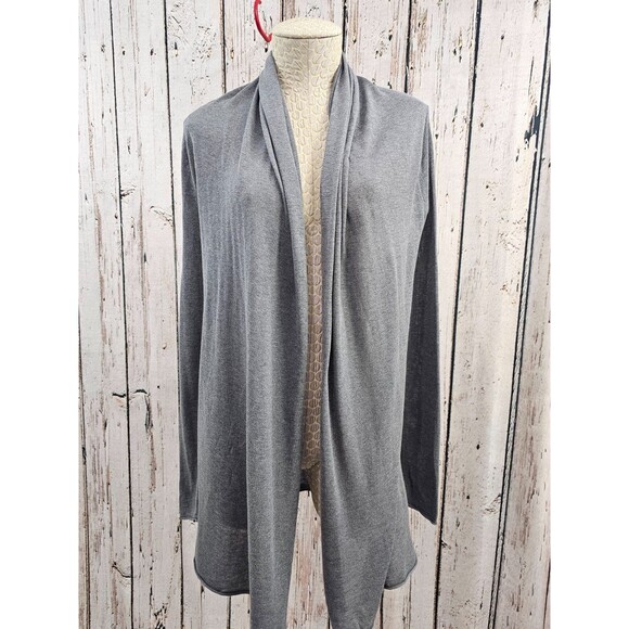 LM Women's S Cullen Silk Cotton Open Front Light Weight Cardigan Sweater in Gray - Picture 1 of 8